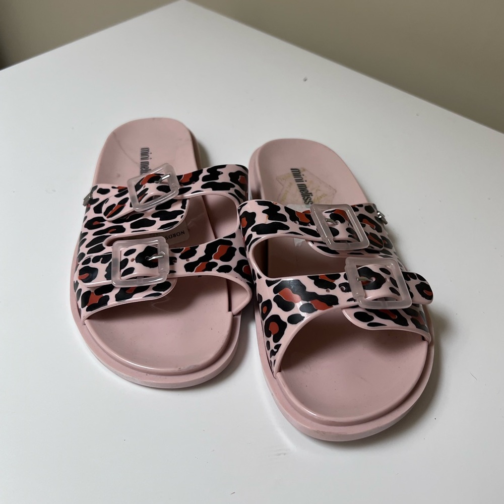 Mini Melissa Pink Leopard Slides‎ Girls Size 1 NWT